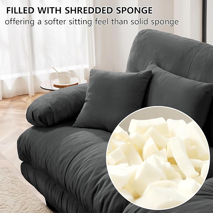133.8 Oversized U Shape Sectional Modular Sofa - Chenille Deep Seat Sectional Sofa for Living Room Cloud Couches with Throw Pillows &amp Movable OttomanGrey