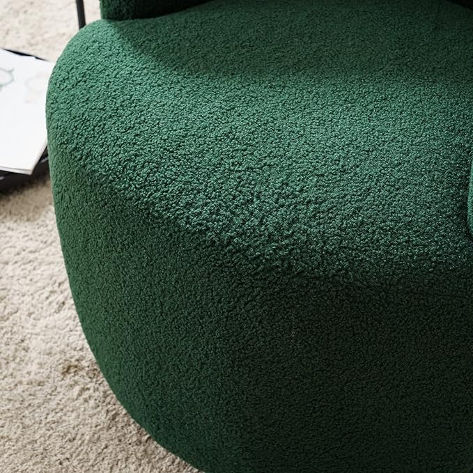 Set of 2 Swivel Chair Swivel Barrel Accent Sofa Chair Modern Teddy Fabric Club 360 Degree Swivel Chair Small Leisure Arm Chair for Nursery Living Room Hotel Bedroom Office Lounge Green