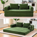 Convertible Sleeper Sofa Bed 78.7 Folding Floor Sofa Mattress Couch with Pillows Corduroy Futon Boneless Couch Lounge Loveseat with Pull Out Bed Green
