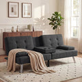 YESHOMY Modern Futon Sofa Bed Convertible Futon Couch with Adjustable Backrest Futon Loveseat Sleeper Sofa Bed with Armrest for Living Room Small SpacesLinen Fabric Classic Black