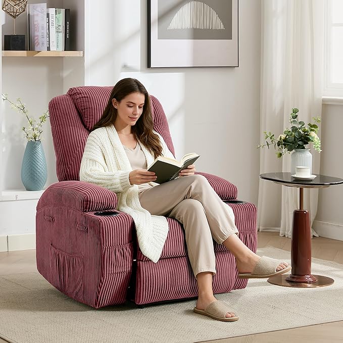 Comfort Recliner Chair for Living RoomStylish &amp Durable Modern Lounge SeatingErgonomic Back Support Easy AssemblyPerfect for Living Room Bedroom or NurseryPink