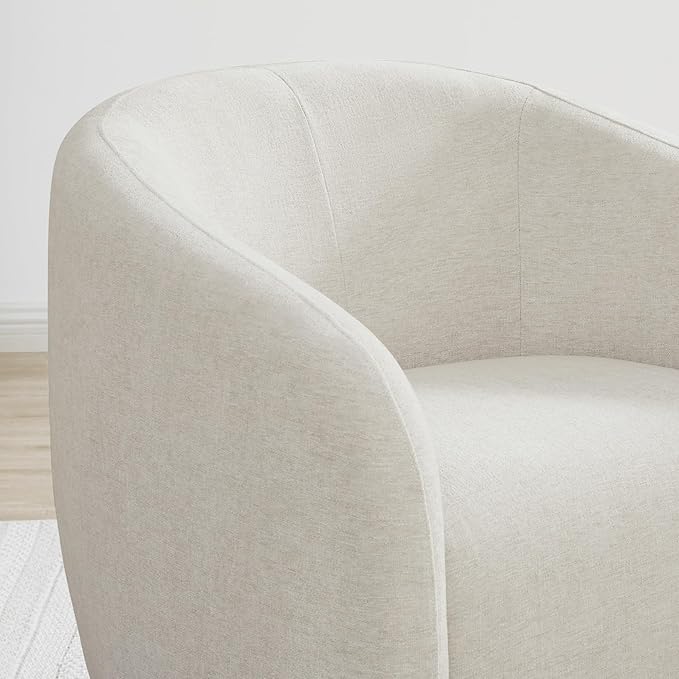 Watson &amp Whitely Swivel Accent Chairs for Living Room Modern Upholstered Arm Chair for Bedroom Fabric in Cream