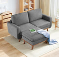 Vesgantti 68 Loveseat Sofa with Movable Ottoman Comfy Corduroy Couch with Spring Cushion Sofa Couch with Solid Wood Modern Office Sofa with Deep Seat for Living Room and Bedroom Dark Gray