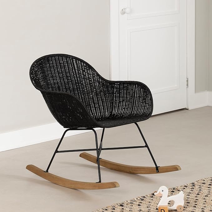 South Shore Balka Rocking Chair Black Rattan Bohemian Harmony