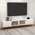 Bonzy Home 86 LED TV Stand Modern Entertainment Center up to 75 80 85 TV Television Console Table with Storage Cabinets for Living Room White