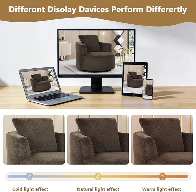 mikibama 39.4 W Swivel Round Chair Oversized Upholstered Sofa 360 Degree Swivel Barrel Chair Corduroy Comfy Deep Seat Sofa Chair for Living Room Bedroom Apartment