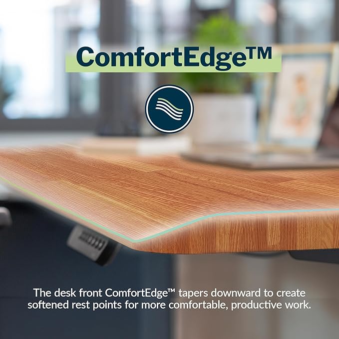 Vari ComfortEdge 48x30 Inch Electric Standing Desk – Height Adjustable Sit Stand VariDesk with Memory Presets Sloped Edge 220 LB Capacity + Tool-Free Assembly (Butcher Block)