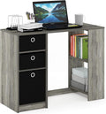 Furinno Jaya Modern Computer Study Desk Small French Oak Grey/Black