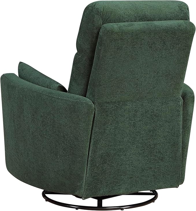 Lexicon Modern Swivel Glider Recliner Chair - Quiet 360 Swivel Chair Durable Microfiber Upholstered 2 Pillows Manual Reclining for Living Room Small Spaces Nursery Apartment Bedroom Green