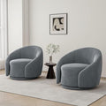 Swivel Barrel Accent Chair 360° Small Round Sofa Chair Comfy Modern Reading Armchair for Living Room Bedroom (Velvet Grey Set of 2)