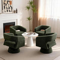 ClinQ Swivel Barrel Accent Chair Oversized Teddy Upholstered Round Swivel Chairs Set of 4 Modern Luxury 360° Living Room Vanity Chair for Bedroom Office&ampLiving Room Green