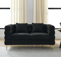 Comfy Loveseat Sofa 60-inch 2 Seater Boucle Couch with Deep Seat Design Upholstered Love Seat with 2 Pillows Modern Living Room Sofa with Stylish Metal Legs for Office Waiting Room Black Teddy