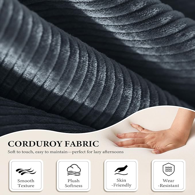 Boneless Couch Folding Couches for Living Room Sofa Futon Sofa Bed with Sleeper Sofa Futon Couch with Fixed-Shape Oversized Corduroy Upholstered (Dark Gray 81 Inches)