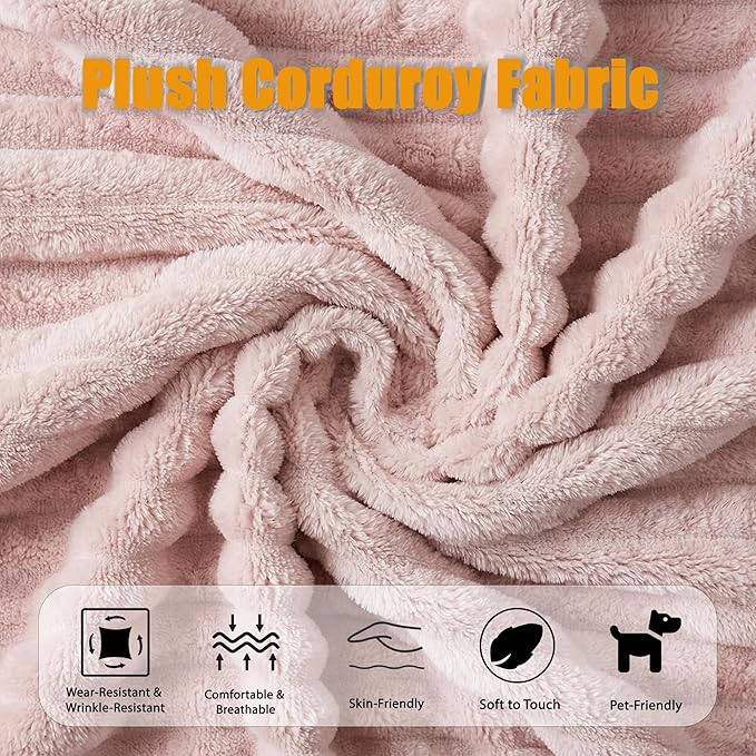 78.7-inch Folding futon Sofa BedConvertible Sleeper Couch BedComfy Memory Sponge Double Sofa Mattress for Living Room(Pink+Blanket) | No Assembly Boneless Skin-Friendly Corduroy breathable mater