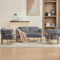 YISHENG Loveseat Sofa and 2 Accent Chairs Comfy Sofa Modern Accent Chairs for Living Room with Golden Legs Teddy Upholstered Reading Armchairs no Wheels for Reception Room//Bedroom/Lounge/OfficeGrey