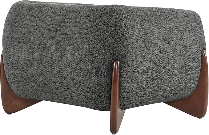 Christopher Knight Home Holly Modern Boucle Fabric Upholstered Club Chair for Living Room Home Office Apartment Relaxing Chair with Removable Cushion and Birch Wood Legs Dark Gray + Walnut