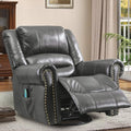 Manual Massage Recliner with Heating Function 360° Swivel Glider Rocking Recliner Chair for Living Room Ergonomic Single Sofa Chair with Remote Control/USB Ports/Side Pockets(Gray)
