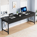 78.7 inch Extra Long Computer Desk with 3 Drawers Two Person Office Desk Double Desk with Hooks Modern Industrial Writing Study Table Workstation for Home Office Black
