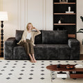 63 Small Space Boneless Modular Couch with Corduroy Memory Foam Deep Seat - Cloud - Comfy No Assembly Required Sofa for Living Room Bedroom &amp Apartment (Black 63 inch)