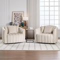 Chifee &amp Vingol 40.35 W Swivel Accent Barrel Chair 2PCS Velvet Round Barrel Chair with 3 Pillows 360 Degree Swivel Armchair for Living Room Bedroom Beige