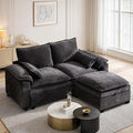 108 Sectional Couches for Living Room U Shaped Cloud Couch Sectional with Ottoman Storage Modular Sectional Sofa with Pillow Deep Seater Sofa for Living Room (Gray Loveseat with Ottoman)