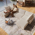 128 6 Seat Modular Sectional Sofa with Storage Sturdy Solid Wood Structure Modular Sectional Sofa Cloud Couch Washable Spacious Couches for Living Room Apartment Loft Beige
