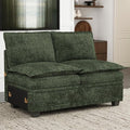 Belffin Double Seat Module 2-Seater Sofa with Storage for Chenille Modular Sectional Sleeper Sofa Pullout Couch Green