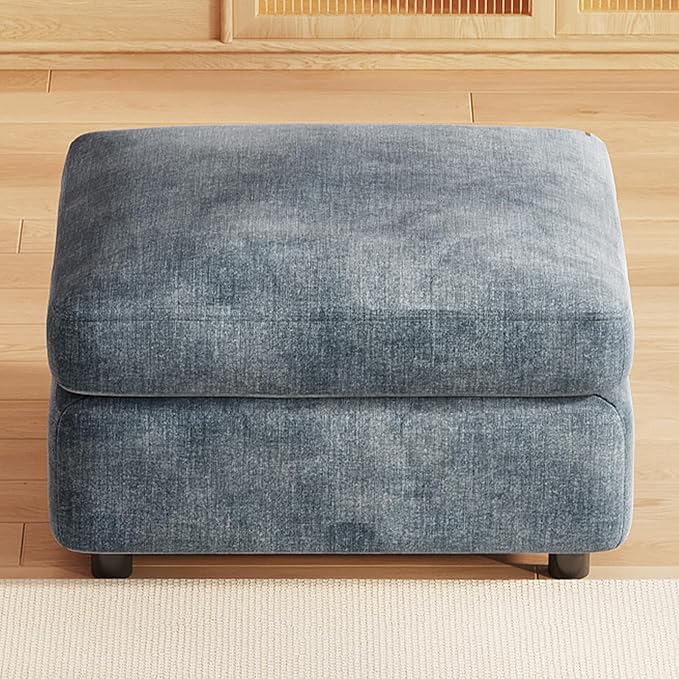 Guyii Storage Ottoman Blue Modular Sofa Stool for Modular Sectional Sofa Square Seat Cube Foot Stool upholstered for Living Room