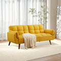 75 Convertible Futon Sofa Bed Sleeper Couch Bed with Adjustable Backrest Small Couches for Small Spaces Living Room Bedroom and Office (Yello)