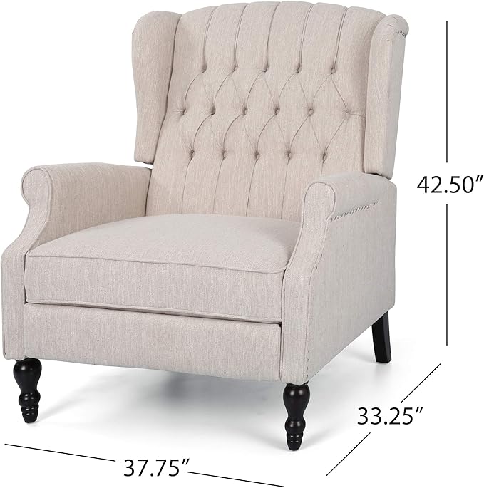 Christopher Knight Home Salome Push Back Recliner Beige Dark Brown