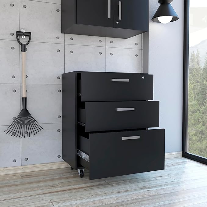 Penny Storage Cabinet | 3 Drawer Organizer with Lock &amp Wheels | Rolling File Cabinet for Office Garage Home