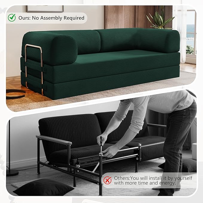 78.8 Convertible Sofa Bed 4-in-1 Folding Sleeper Couches Frameless SofaPull Out Couch Memory Foam Floor SofaNo Assembly Boneless Couch for Living Room