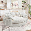 81'' Cloud Couches for Living Room Comfy Circle Round Couch Bed with 14 Pillows Upholstered Boneless Couch Oversized Chaise Lounge Chair Indoor Extra Wide Round Daybed Floor Sofa (White)