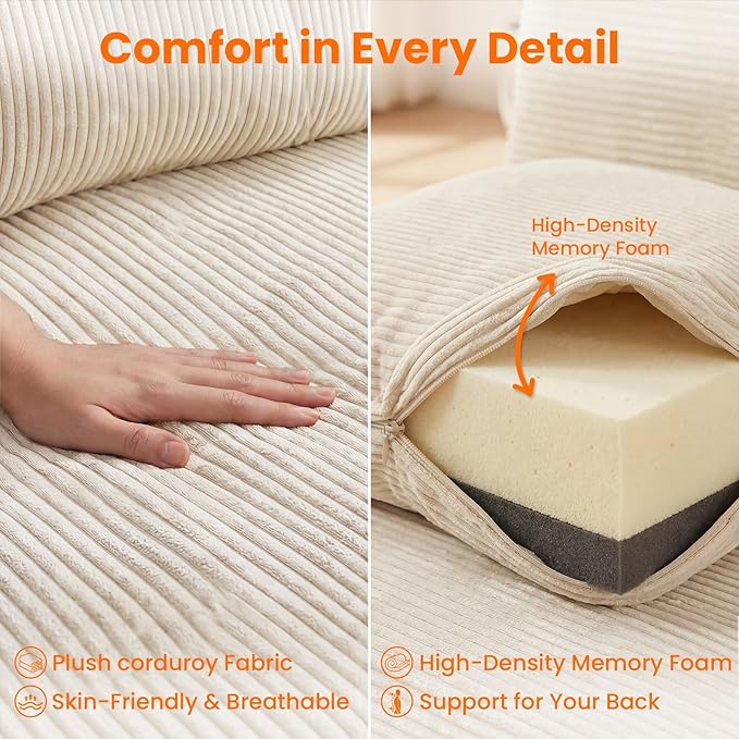 ijuicy 3 in 1 Pull Out Sofa Bed Queen Corduroy Sleeper Sofa with Pullout Bed Convertible Loveseat Couch Beds with Pillows and Tri-fold Mattress for Small Spaces Apartment-Beige