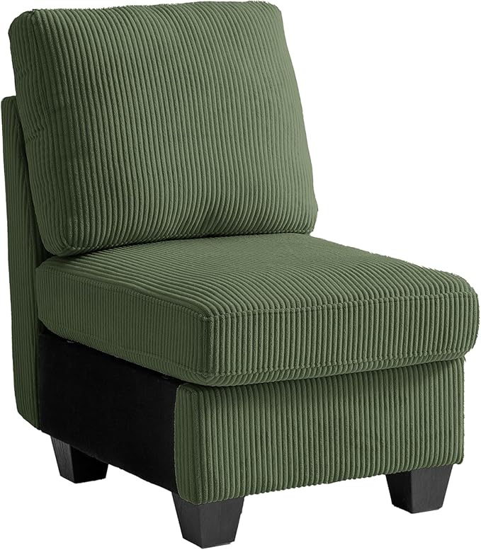 CHIC HOUSE Middle Module for Modular Couch Corduroy Customizable Chaise Storage Ottoman for Sectional Sofa Armrest Single/Double Seater