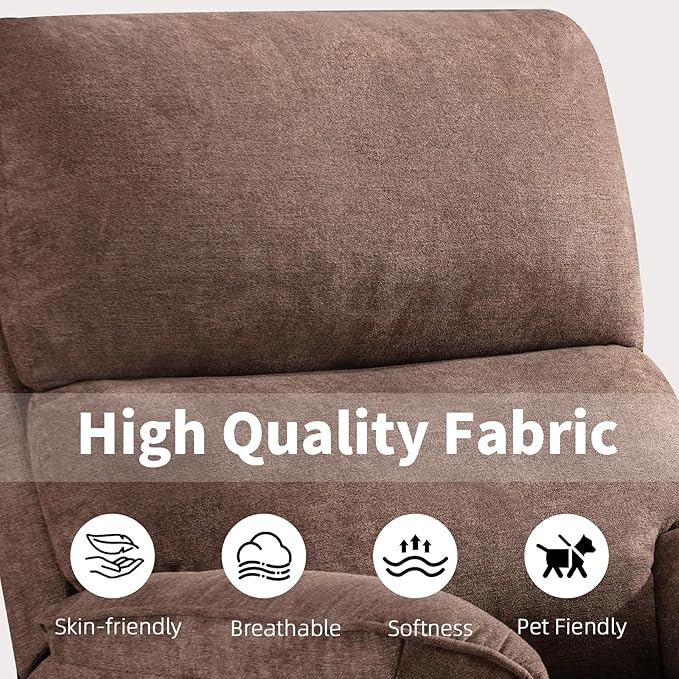 Electric Recliner Chair for Adults with USB Port Breathable Fabric Power Recliners with High Back Single Overstuffed Heavy Duty Reclining Sofa for Living Room Bedroom