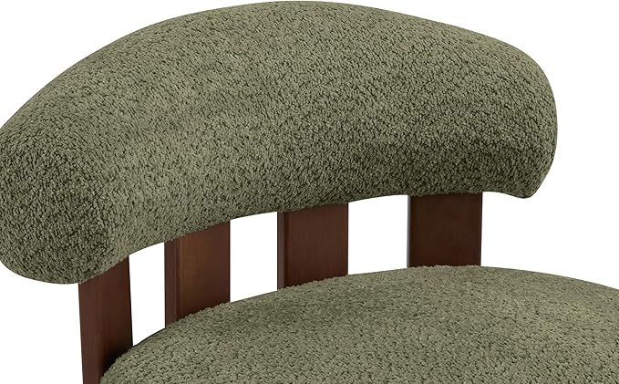 Christopher Knight Home Elvina Boucle Fabric Accent Chair Solid Wood Single Lounge Sofa Bedroom Comfy Reading Chair for Modern Minimalist Style Living Room/Home Office Olive Green