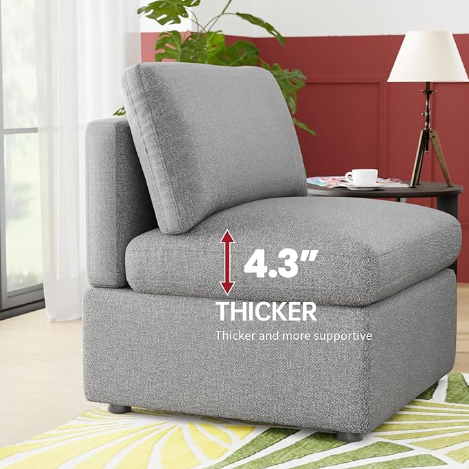 PayLessHere Single Sofa Couch Convertible Sofa 1-Seat Sofa Modular Sectional Sofa Couch for Living Room Bedroom OfficeGray