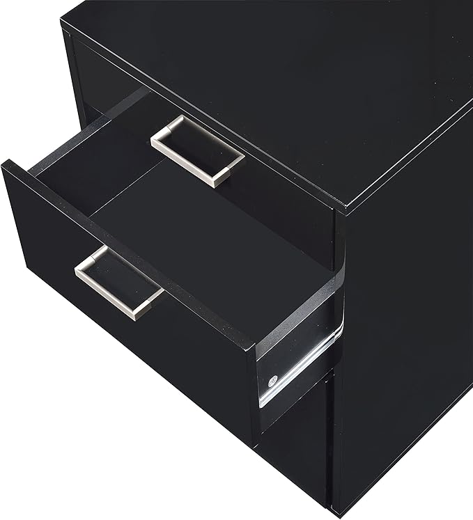3 Drawer Small File Cabinet with Lock Under Desk Locking Storage Drawers Organizer for Home Office Filing CabinetsBlack