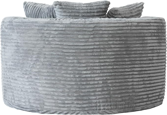 JACH Oversized Boneless Sofa Chair Comfy Corduroy Lounge Chairs Modern Deep Seat Lazy Chaise Lounge Chair for Living Room Movie Room Game Room Small Space No Assembly Required (Light Grey)