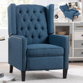 Wingback Recliner Chairs with Foldable Side Table&ampUSB Charging PortsMid Century Accent Single Sofa Small Recliner ChairModern Comfy Pushback Reclining Chair for Living Room (Polyester Blue)