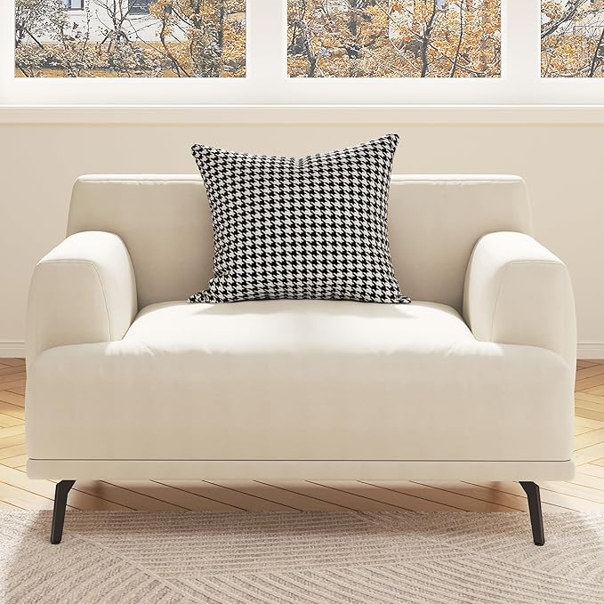 1-Seater Living Room Sofa - Modern Leisure Modular Sofa with Wooden Frame and Metal Legs Soft Cotton-Linen Fabric Easy to Install Suitable for Office Apartment and Living Room Grey 41.3