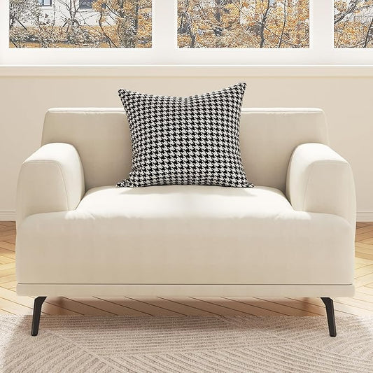1-Seater Living Room Sofa - Modern Leisure Modular Sofa with Wooden Frame and Metal Legs Soft Cotton-Linen Fabric Easy to Install Suitable for Office Apartment and Living Room Grey 41.3