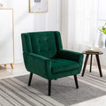 SSLine Velvet Accent Arm ChairMid-Century Modern Upholstered Wingback Single Sofa Armchair Club Chair with Solid Wood Legs Thick Cushion for BedroomReadingLiving Room Chair(Retro Green)
