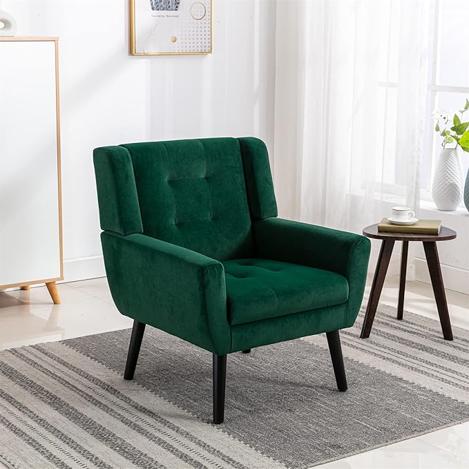 Modern Soft Velvet Material Ergonomics Accent Chair Living Room Chair Bedroom Chair Home Chair with Black Legs for Indoor Home