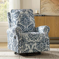 HULALA Home Modern Rocker Recliner Printed Fabric Swivel Glider with Adjustable Backrest &amp Footrest Comfy Upholstered Manual Recliner Chair Home Theater Singe Sofa for Bedroom Living Room Damas