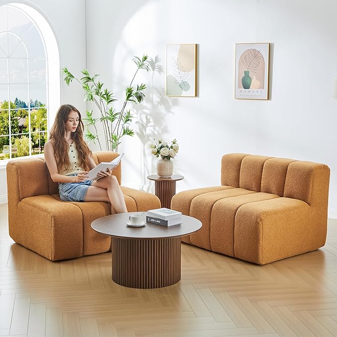 LEVNARY Rectangular Module for Modular Sofa Couch (Turmeric)