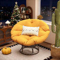 46'' Large Size Papasan Chair (Non-Swivel) with Cushion and Frame Overstuffed Thickened Lazy Chair Mustard Yellow