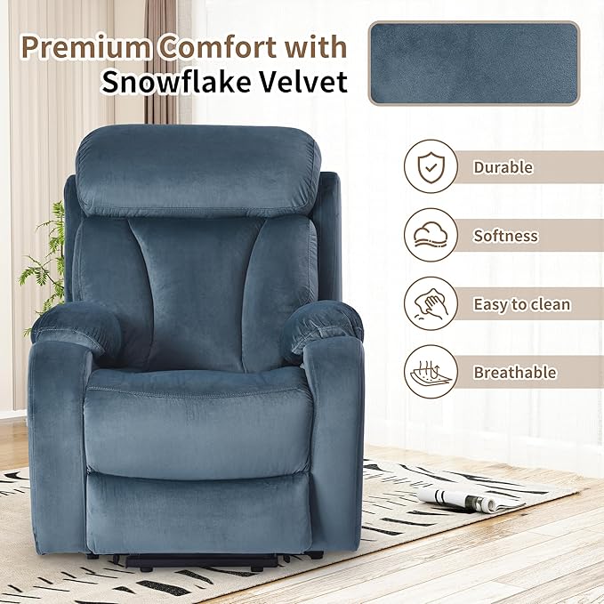 Power Lift Chair Recliners for Elderly Modern Adult Power Lift Recliner Velvet Upholstery Electric Lift Chair Recliner with Remote Side Pocket for Living Room
