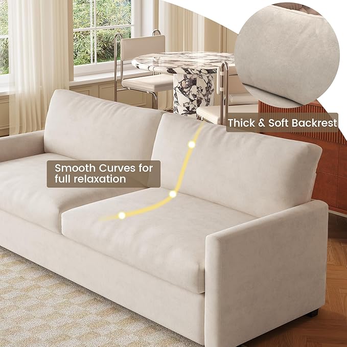 Guyii 70inch Beige Loveseat Sofa 2 Seats Couch with Deep Seats Comfy Sofa Couch Soft Cushion Small Space for Living Room Apartment Easy to Assemble
